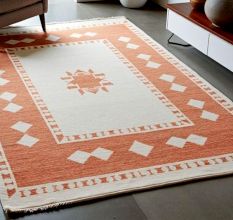 Geometric Terracotta Wool Carpet